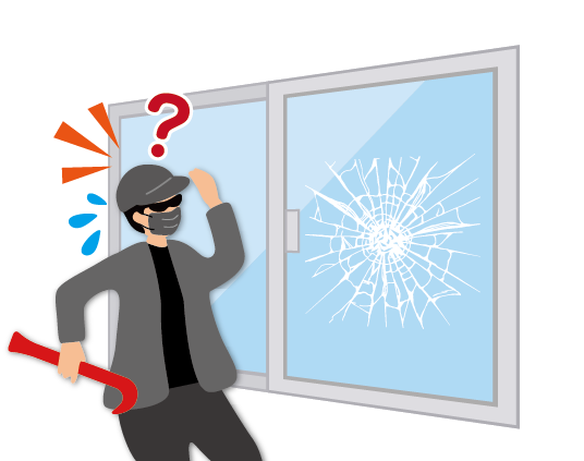 防犯ガラスと侵入窃盗犯の画像